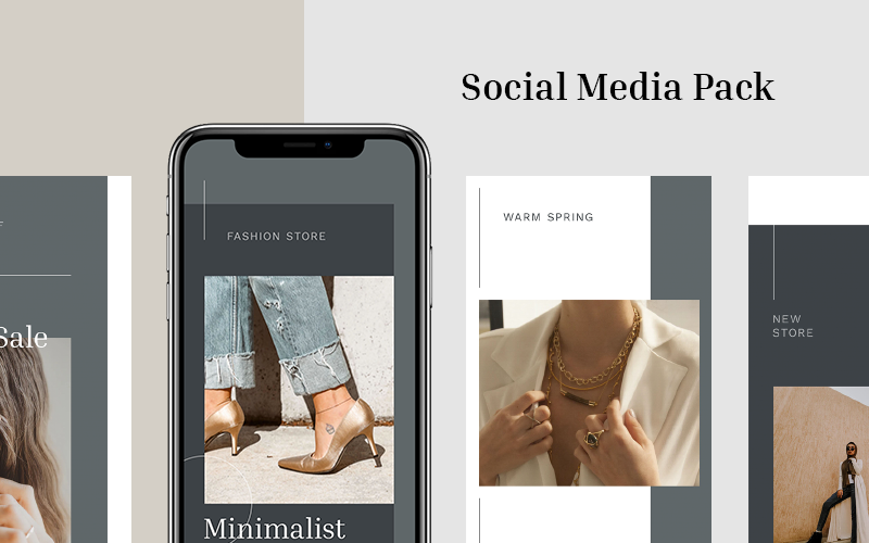 Download Шаблон для соцсетей "Clear Instagram Templates for Social Media" / Clear Instagram Templates for Social Media - Шаблон для соцсетей на тему графика conceptual clothing jewelry wear fashion beauty feminine instagram stories facebook post psd templates promotion advertising style pastel colors trendy store