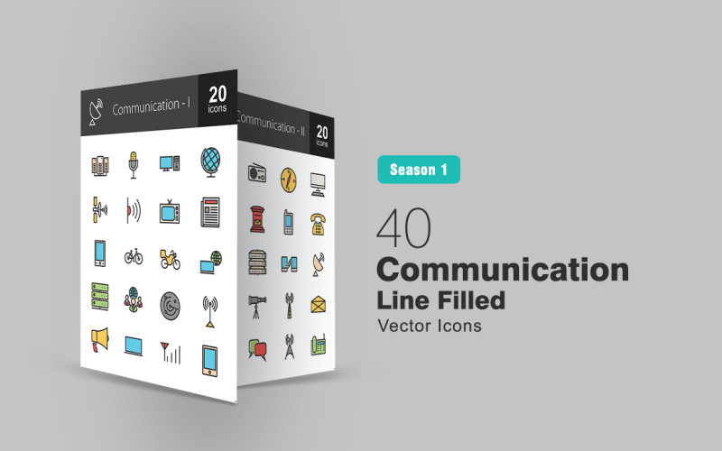 Download Набор иконок "40 Communication Filled Line Icon Set" / 40 Communication Filled Line Icon Set - Набор иконок на тему графика communication icon communicate connection connectivity telecom computing internet media newspapericon laptop network signals globe satellite broadcast device data transfer iconbunny