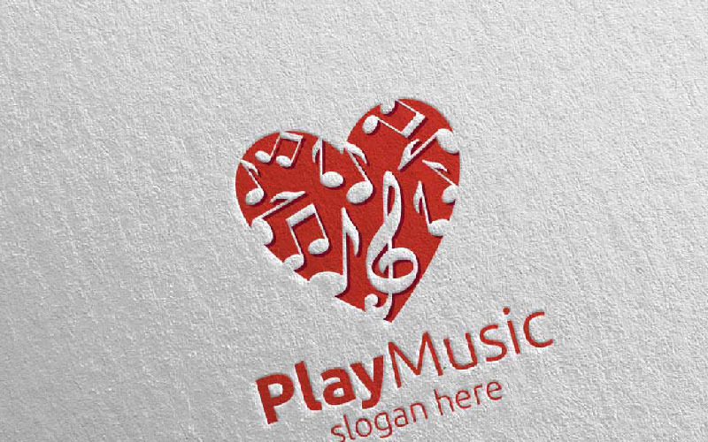 Love Music with Note and Play Concept 22 Logo Template