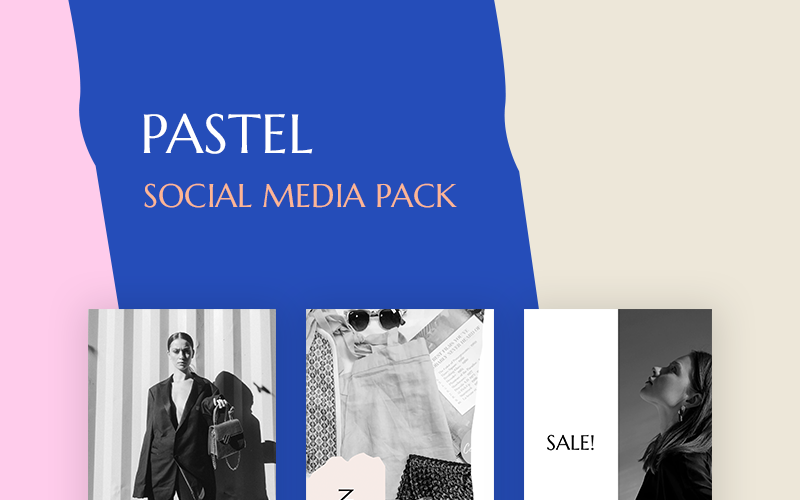 Download Шаблон для соцсетей "Pastel Pack Social Media Template" / Pastel Pack Social Media Template - Шаблон для соцсетей на тему графика fashion style store ecommerce shop pastel colors feminine promotion instastory instagram stories facebook posts modern creative psd templates banner
