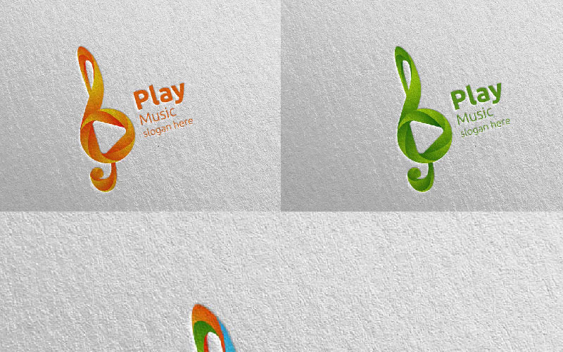 Abstraktní hudba s poznámkou a hrajte koncept 14 Logo šablona
