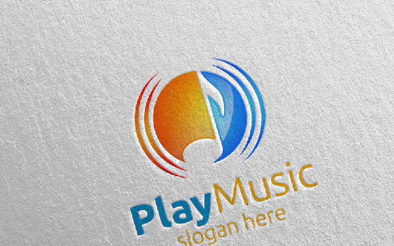 Abstrakcyjna muzyka z koncepcją Note and Play 25 Szablon Logo