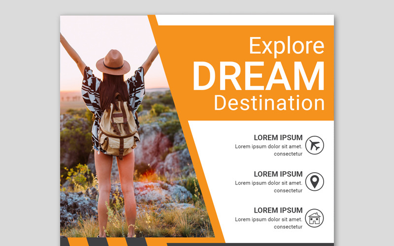 Download Шаблон для соцсетей "Traveling Post Social Media Template" / Traveling Post Social Media Template - Шаблон для соцсетей на тему графика banner business sale travel summer template social media instagram world ticket airplane color promotion discount colorful offer sales website collection