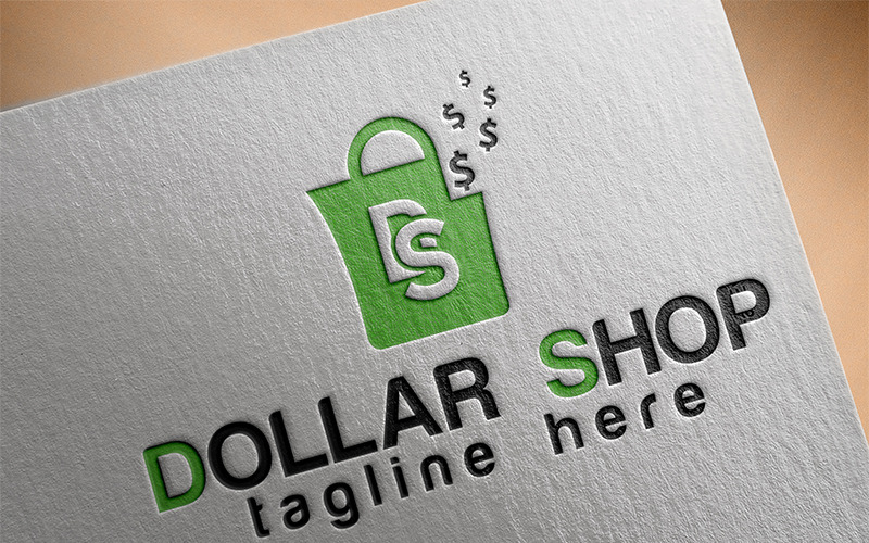 Download Шаблон логотипа "Dollar Shop Design Logo Template" / Dollar Shop Design Logo Template - Шаблон логотипа на тему графика shopping dollar logo design modern realistic creative 3d versatile flat minimalist company brand business