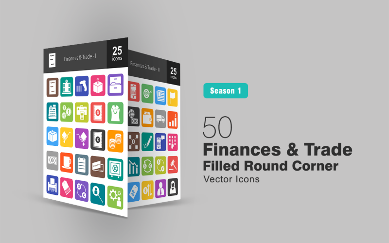 Download Набор иконок "50 Finances &amp; Trade Filled Round Corner Icon Set" / 50 Finances &amp; Trade Filled Round Corner Icon Set - Набор иконок на тему графика finance,icon,trade,business,office,package,files,cashier,cent,documents,dollar,shopping,carrier,euro,stacks,money,notes,shredder,vault,settings