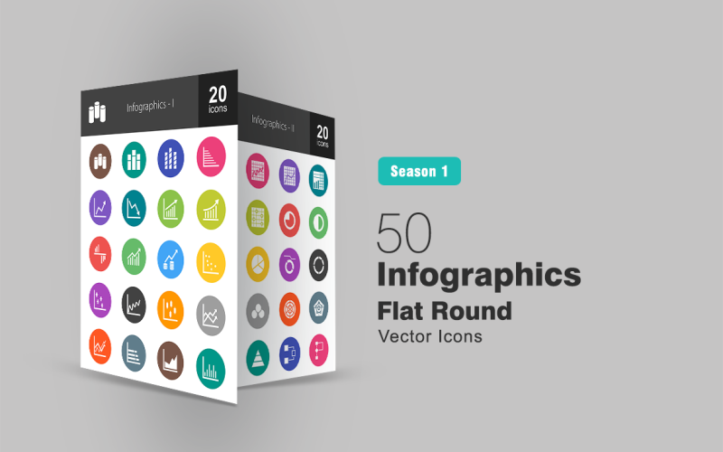 40 Infographics lapos kerek ikon készlet