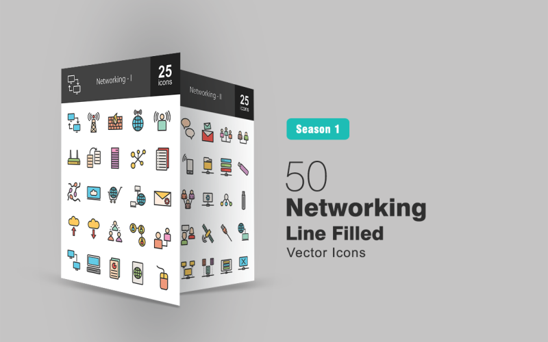 Download Набор иконок "50 Networking Filled Line Icon Set" / 50 Networking Filled Line Icon Set - Набор иконок на тему графика networking icon connections network shared systems tower signals firewall server cloud chatting satellite globe processors conversation messages computer file sharing