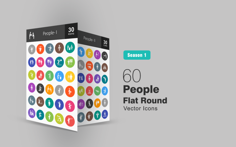 Download Набор иконок "60 People Flat Round Icon Set" / 60 People Flat Round Icon Set - Набор иконок на тему графика people,icon,human,soldier,waiter,boss,chef,chemist,cowboy,criminal,child,magician,man,girl,ninja,police,reading,presenting,jumping,saluting