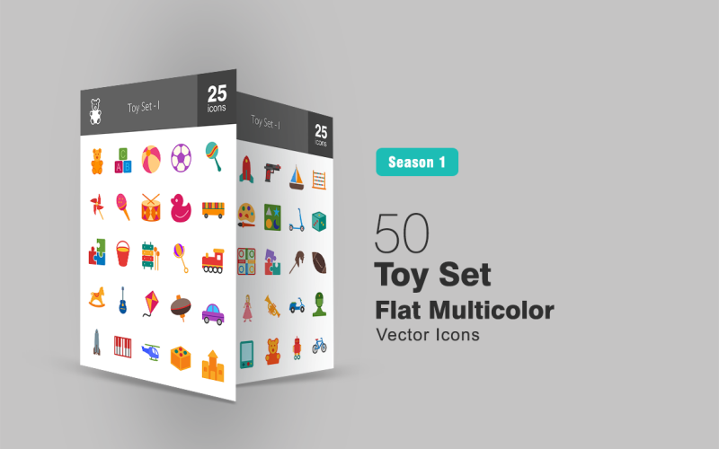 Download Набор иконок "50 Toy Set Flat Multicolor Icon" / 50 Toy Set Flat Multicolor Icon - Набор иконок на тему графика toys icon stuffed bear doll ball truck puzzle toy car robot soldier balloons gun train piano bicycle guitar beads game