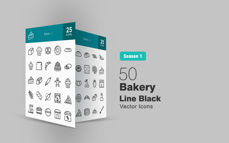 Download Набор иконок "50 Bakery Line Icon Set" / 50 Bakery Line Icon Set - Набор иконок на тему графика bakery icon baked items baker bread muffin biscuit doughnut cupcake croissant cake gingerbread wheat oven pizza mixer flour egg iconbunny