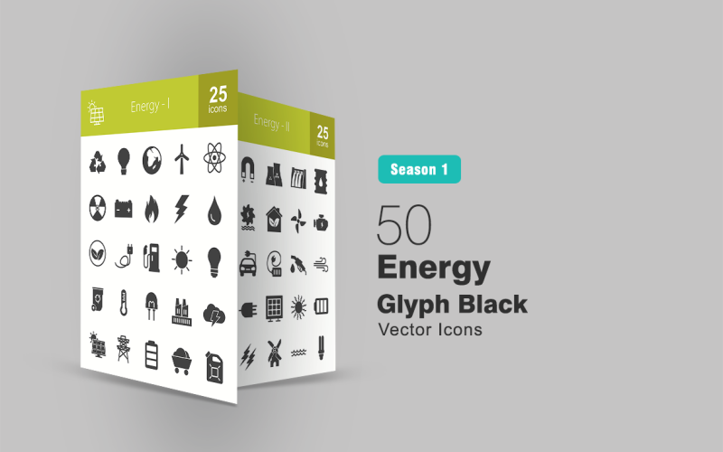50 Energie-Glyphen-Icon-Set