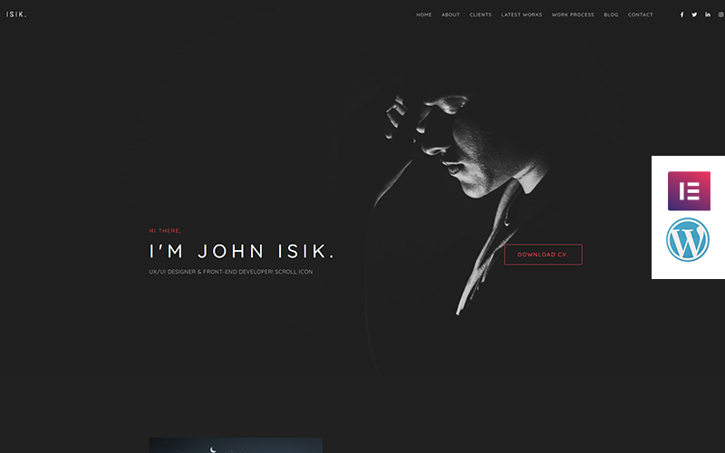 Isik - Tema WordPress da página de destino do portfólio pessoal