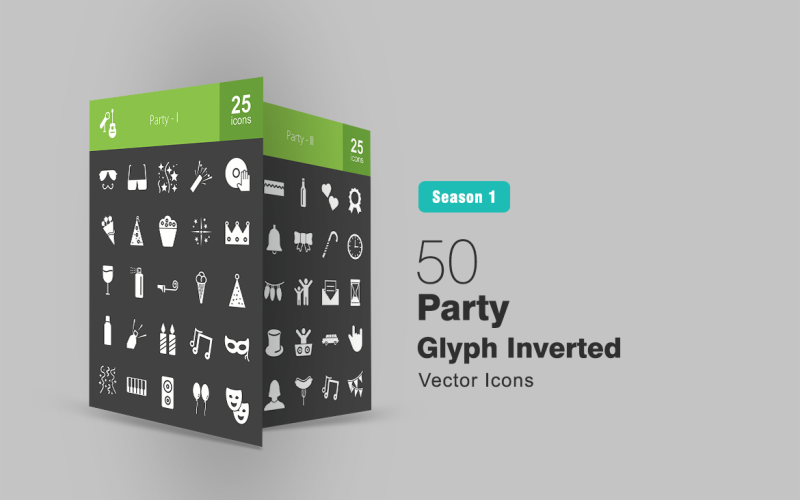Download Набор иконок "50 Party Glyph Inverted Icon Set" / 50 Party Glyph Inverted Icon Set - Набор иконок на тему графика party icon celebration music drinks food blower spray icecream bottle speaker balloons guitar fireworks invitation hat limousine hot dog iconbunny