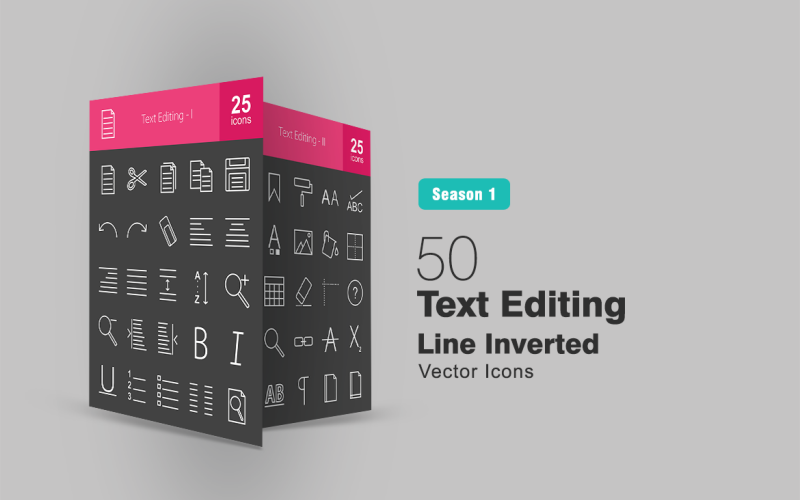 Sada ikon 50 obrácených textových řádků