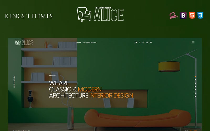 Alice - Šablona úvodní stránky Design interiéru