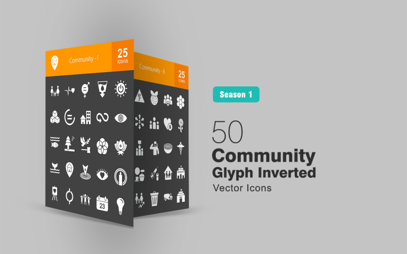 Download Набор иконок "50 Community Glyph Inverted Icon Set" / 50 Community Glyph Inverted Icon Set - Набор иконок на тему графика community,icon,families,health,building,sanitation,energy,infrastructure,cities,production,peace,justice,partnership,oceans,investing,faith,art,collaboration,event,creativity
