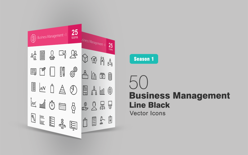 50 conjunto de iconos de línea de gestión empresarial