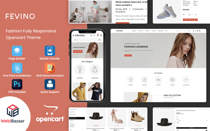 Fevino - Multifunctionele mode-responsieve winkel OpenCart-sjabloon