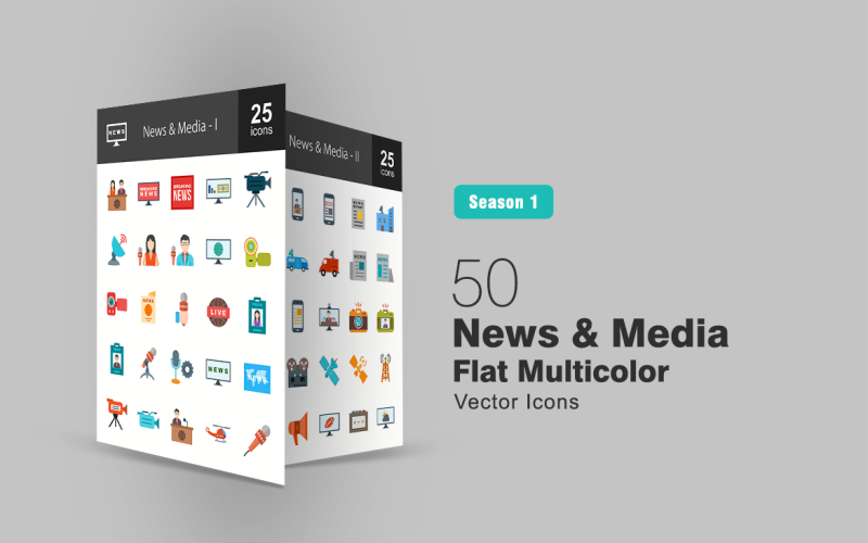 Download Набор иконок "50 News & Media Flat Multicolor Icon Set" / 50 News & Media Flat Multicolor Icon Set - Набор иконок на тему графика news,icon,media,anchors,tv,breaking,business,camera,dish,global,newspaper,interview,live,mic,helicopter,report,station,van,online,press