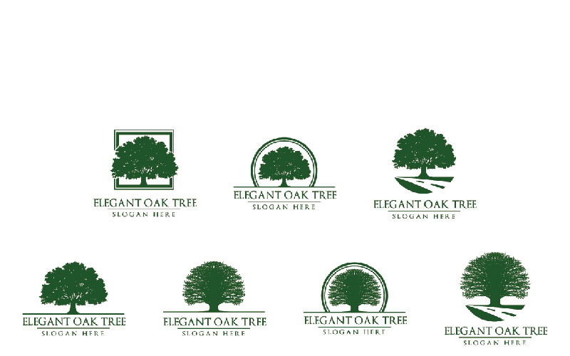 Yeşil Meşe Ağacı Logo Şablonu