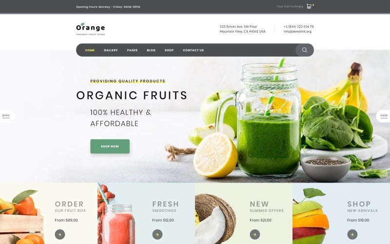 Orange - Modèle de site Web de ferme de fruits biologiques