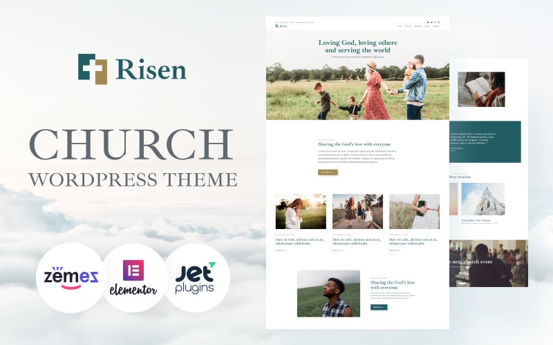 Risen - аккуратная тема WordPress Тема WordPress для церкви