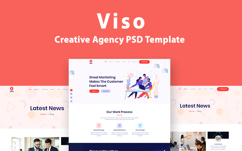 Download PSD шаблон "VISO - One Page Creative Agency PSD Template" / VISO - One Page Creative Agency PSD Template - PSD шаблон на тему веб-дизайн psad agency termplate website business template psd