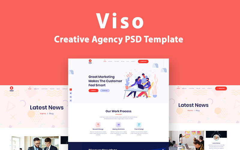 VISO - PSD-mall för en sida Creative Agency