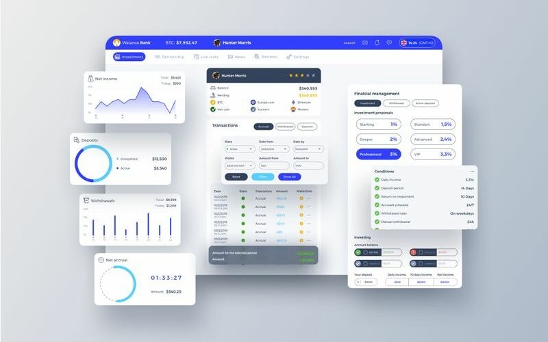 Download Sketch шаблон "Walance Bank Dashboard UI Sketch Template" / Walance Bank Dashboard UI Sketch Template - Sketch шаблон на тему графика 