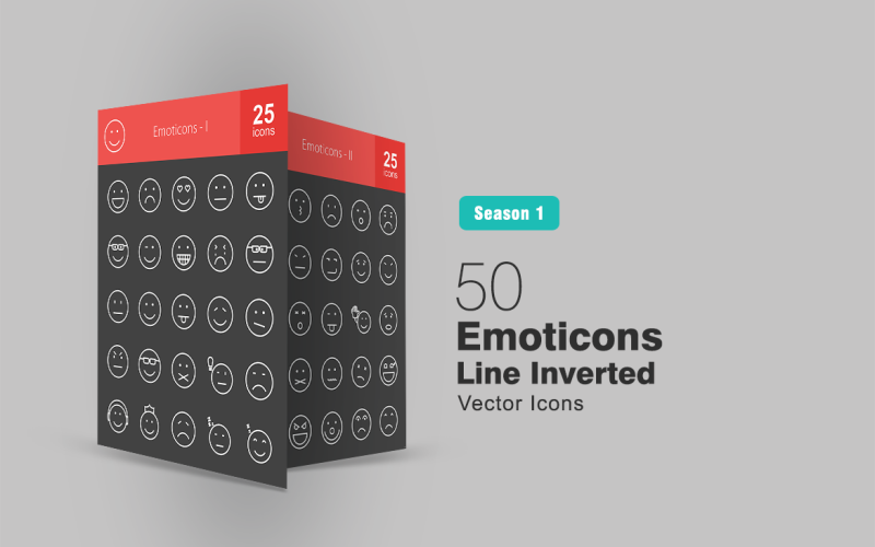Download Набор иконок "50 Emoticons Line Inverted Icon Set" / 50 Emoticons Line Inverted Icon Set - Набор иконок на тему графика smiley icon smile laughing sad sleeping angry tongue face winking crying nerd grinning amused confused love not talking annoyed cool