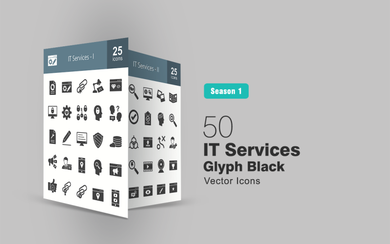 50 iconos de glifos de servicios de TI