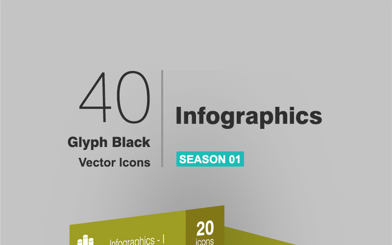 Download Набор иконок "40 Infographics Glyph Icon Set" / 40 Infographics Glyph Icon Set - Набор иконок на тему графика infographics icon graphs charts statistics bars cylindrical vertical horizontal bar chart rising line declining inflation graphical representation flowchart donut scatter