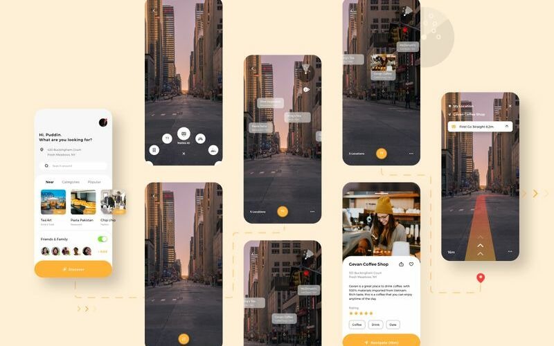Naties - Modello di schizzo per app mobile di navigazione