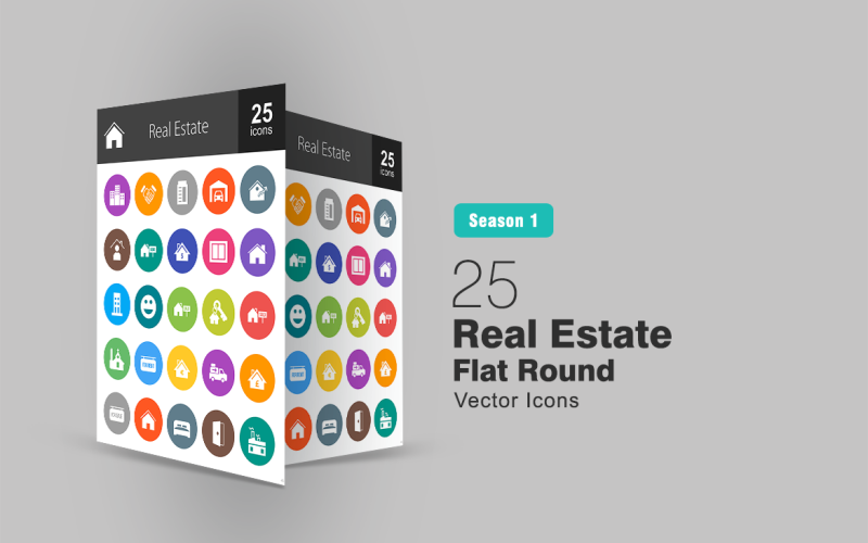 Download Набор иконок "26 Real Estate Flat Round Icon Set" / 26 Real Estate Flat Round Icon Set - Набор иконок на тему графика real estate icon property business housing house home rent sale shipment factory bedroom door window mall building customer apartment iconbunny