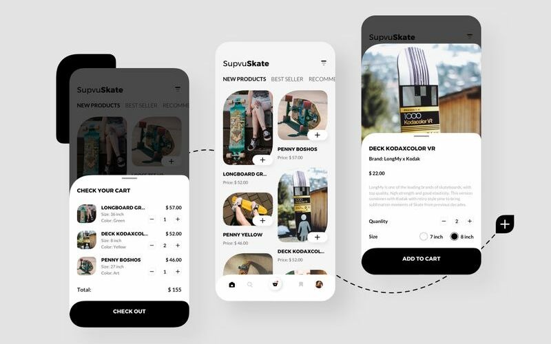 Download Sketch шаблон "SupvuSkate Shoping Mobile UI Sketch Template" / SupvuSkate Shoping Mobile UI Sketch Template - Sketch шаблон на тему графика 