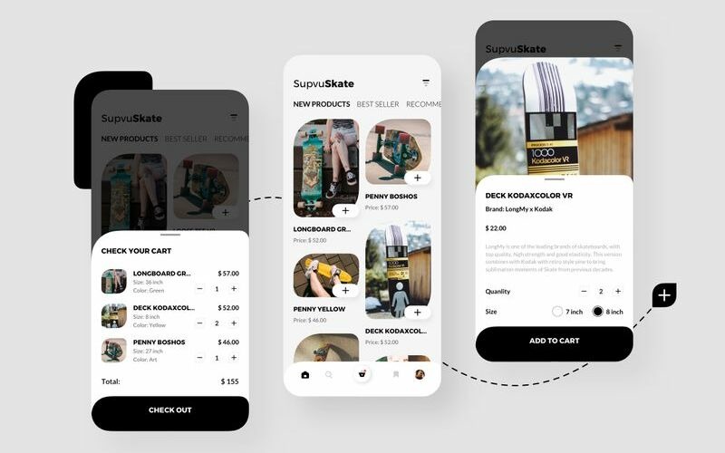 Szablon szkicu SupvuSkate Shoping Mobile UI
