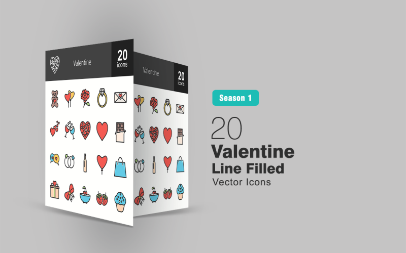 Download Набор иконок "20 Valentine Filled Line Icon Set" / 20 Valentine Filled Line Icon Set - Набор иконок на тему графика valentine icon balloon cake chocolate diamond dinner drinks flower gift ring romance rose strawberry stuffed bear sweets wine envelope iconbunny