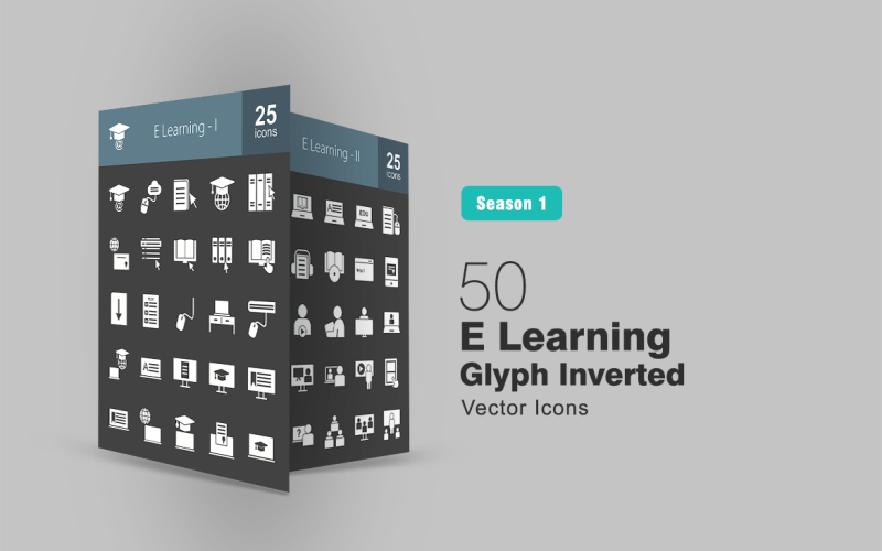 Download Набор иконок "50 E Learning Glyph Inverted Icon Set" / 50 E Learning Glyph Inverted Icon Set - Набор иконок на тему графика learning,icon,education,online,notes,book,degree,files,certificate,download,test,mouse,laptop,study,lectures,read,exam,grade,textbook,classroom