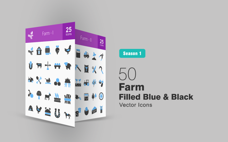 Download Набор иконок "50 Farm Filled Blue & Black Icon Set" / 50 Farm Filled Blue & Black Icon Set - Набор иконок на тему графика farm,icon,barn,barrel,beet,chicken,animals,eggs,goat,fields,fruits,vegetables,hive,horse,shoe,irrigation,milk,planting,tree,seeds