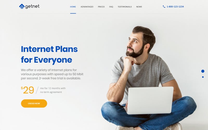 GetNet - Landing Page Template für Internetdienstanbieter