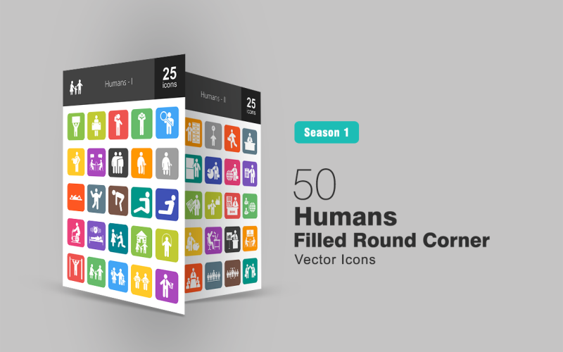 Download Набор иконок "50 Humans Filled Round Corner Icon Set" / 50 Humans Filled Round Corner Icon Set - Набор иконок на тему графика humans icon partnership applicants team meeting lecture conference presenting earning connected user savings banker industry worker architect online work examination