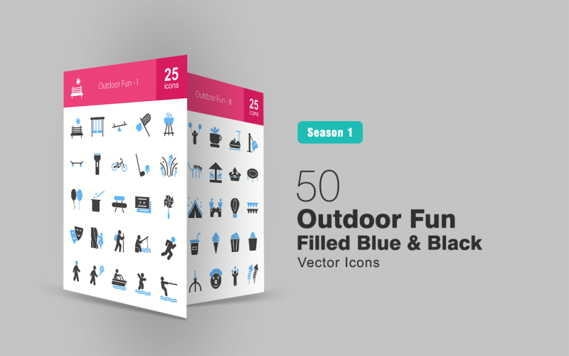 Download Набор иконок "50 Outdoor Fun Filled Blue & Black Icon Set" / 50 Outdoor Fun Filled Blue & Black Icon Set - Набор иконок на тему графика bench icon swings cooking skate cycle golfing fireworks magic tricks game theater trekking fishing running walking boating surfing child iconbunny