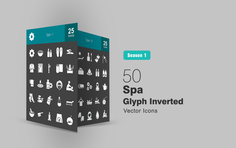 Download Набор иконок "50 Spa Glyph Inverted Icon Set" / 50 Spa Glyph Inverted Icon Set - Набор иконок на тему графика spa icon flower cream candles slippers massage towel steam mat water scent mask stones bed herbal sunbathing perfume leaves kettle