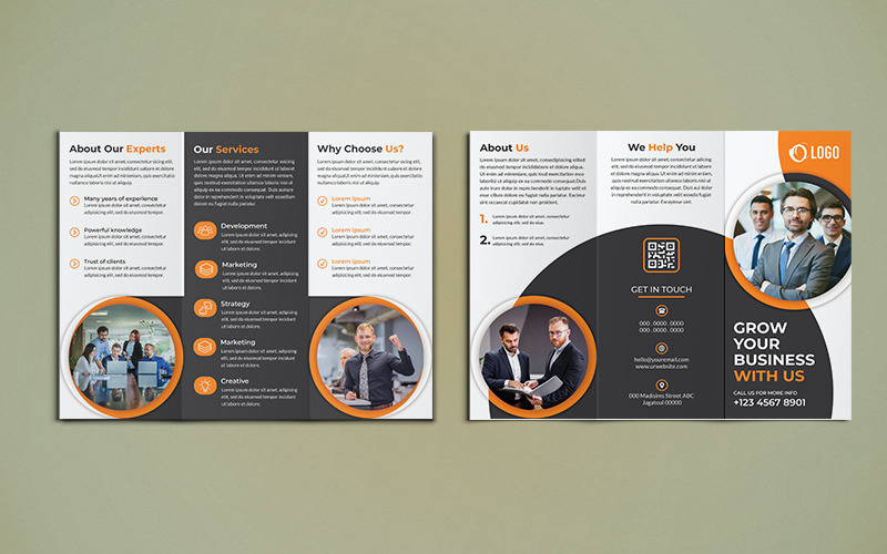 Download Фирменный стиль "Trifold Brochure Design - Corporate Identity Template" / Trifold Brochure Design - Corporate Identity Template - Фирменный стиль на тему графика corporate business agency brochure trifold tri-fold trifoldbrochure marketing company tri brochuredesign a4 a4brochure print-ready psd template professional internet creative usletter
