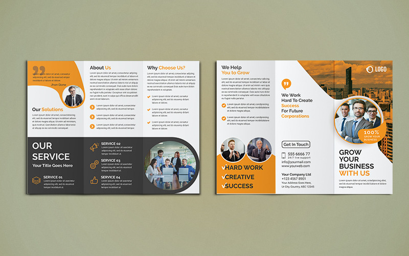 Download Фирменный стиль "Trifold Brochure Design - Corporate Identity Template" / Trifold Brochure Design - Corporate Identity Template - Фирменный стиль на тему графика corporate,business,agency,brochure,trifold,tri-fold,trifoldbrochure,marketing,company,tri,brochuredesign,a4,a4brochure,print-ready,psd,template,professional,internet,creative,usletter
