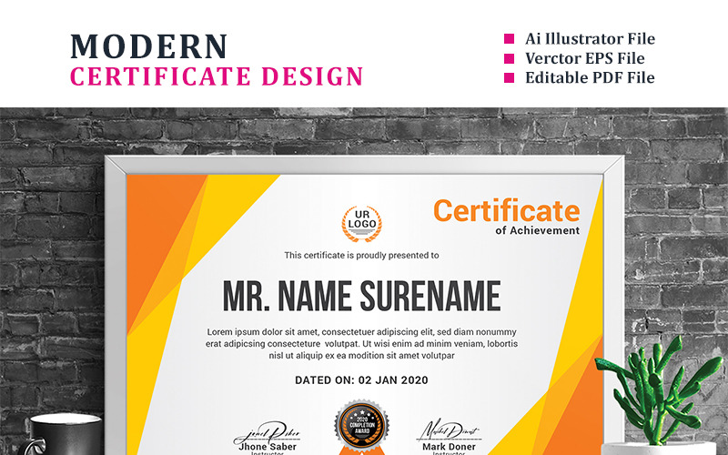 Download Шаблон сертификата "Polygon Triangle Shape Certificate Template" / Polygon Triangle Shape Certificate Template - Шаблон сертификата на тему графика achievement appreciation award diploma completion acknowledgement certificates eyelash nail extension modern luxury rainbow professional training red blue gold green yellow