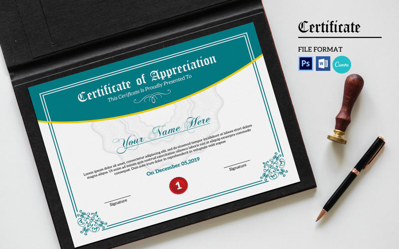 Appreciation Certificate Template. Ms word , Photoshop and Canva