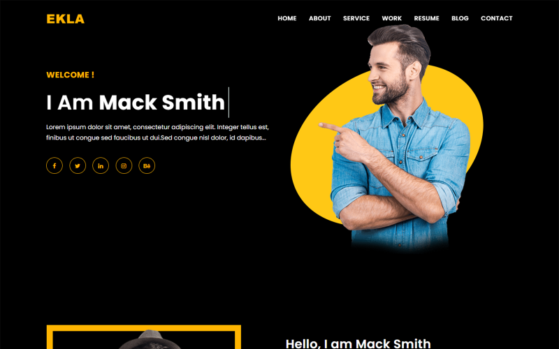 шаблон целевой страницы личного портфолио ekla