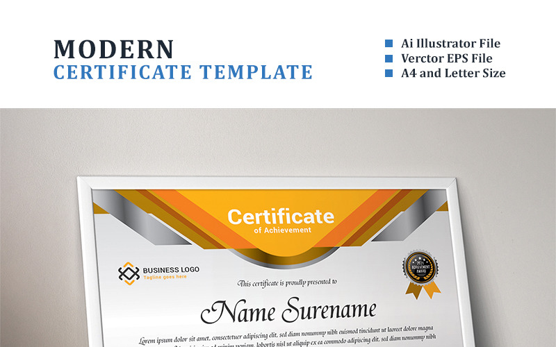 Download Шаблон сертификата "Elegant Metallic Certificate Template" / Elegant Metallic Certificate Template - Шаблон сертификата на тему графика achievement appreciation award diploma completion acknowledgement certificates eyelash nail extension modern luxury multipurpose professional training red blue gold green yellow