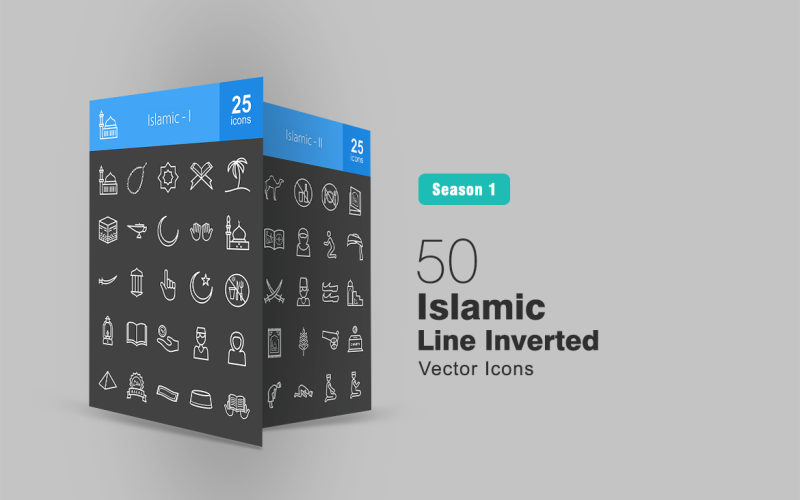 Download Набор иконок "50 Islamic Line Inverted Icon Set" / 50 Islamic Line Inverted Icon Set - Набор иконок на тему графика islamic,mosque,prayer,lamp,moon,praying,sword,star,fasting,donation,religion,camel,religious,carpet,turban